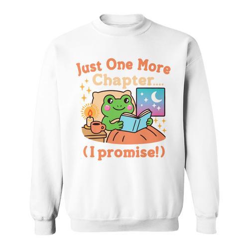 Just One More Chapter Bookish Book Kawaii Frog Reading Book Sweatshirt - Bookorys