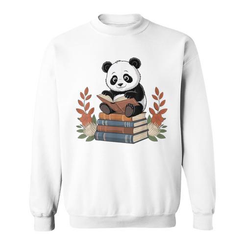 Kawaii Panda Book Lover Reading Books Panda Librarian Sweatshirt - Bookorys