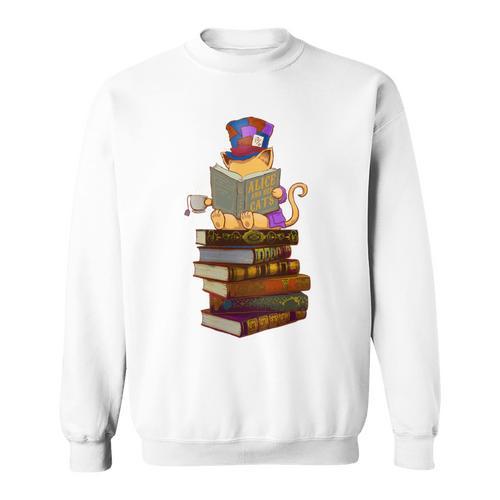 Kittens Cats Tea Party And Books Sweatshirt - Bookorys