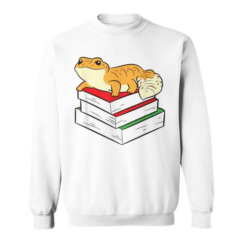 Leopard Gecko Sleeping Books Reading Geckos Sweatshirt - Bookorys UK