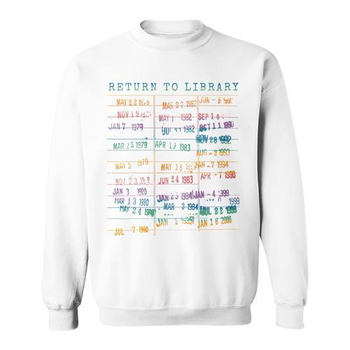 Library Card Vintage Book Due Date Bookish Rainbow Reading Sweatshirt - Bookorys