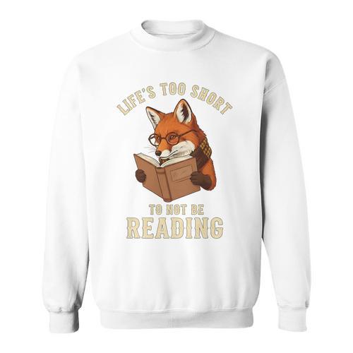 Life’s Too Short To Not Be Reading Cute Fox Book Lover Premium Tri-Blend Sweatshirt - Bookorys