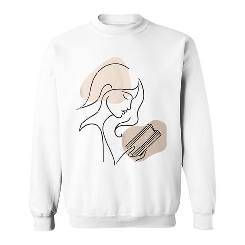Line Art Abstract Minimalist Minimal For Book Lover Women Sweatshirt - Bookorys DE