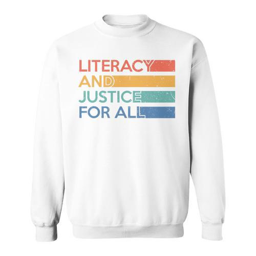 Literacy And Justice For All Reading Book Club Librarian Premium Tri-Blend Sweatshirt - Bookorys