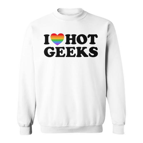 I Love Hot Geeks Cute Pride Gamer Book Nerd Fandom Fan Premium Tri-Blend Sweatshirt - Bookorys DE