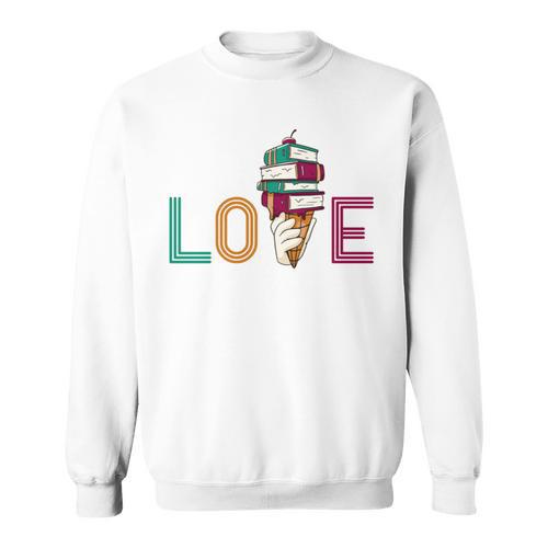 Love Ice Cream Readers Bookmarks Read Librarian Student Book Sweatshirt - Bookorys