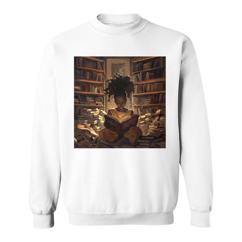 Melanin Afro Women Educated Reading Book History Comfort Colors Crop Top Sweatshirt - Bookorys