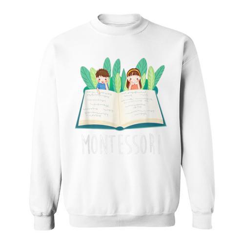 Montessori Learning Teacher Student Reading Books For Men Women Kids Sweatshirt - Bookorys DE