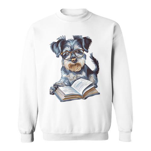 Nerdy Schnauzer Dog Book Lover Glasses Cute Pet For Men Women Kids Sweatshirt - Bookorys DE
