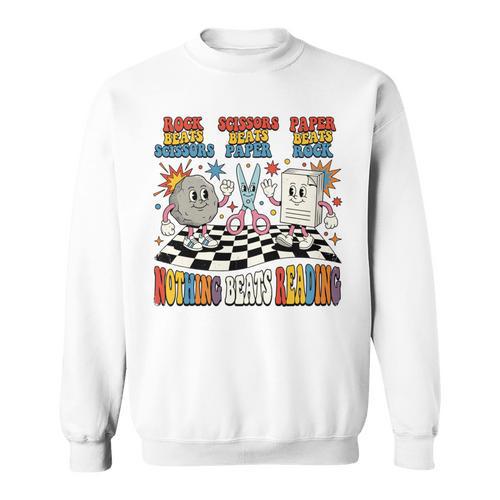 Nothing Beats Reading Rock Paper Scissors Book Love Sweatshirt - Bookorys DE