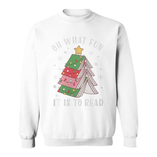 Oh What Fun It Is To Read Book Christmas Tree Premium Tri-Blend Sweatshirt - Bookorys AU