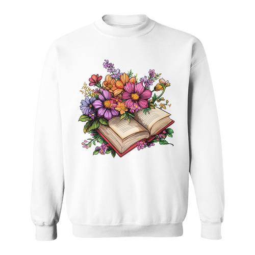 Open Book With Colorful Flowers For Readers Sweatshirt - Bookorys DE