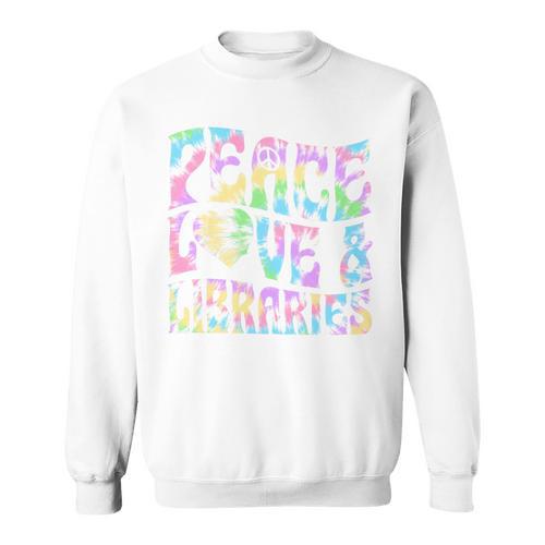 Peace Love And Libraries Heart And Books Graphic Premium Tri-Blend Sweatshirt - Bookorys CA