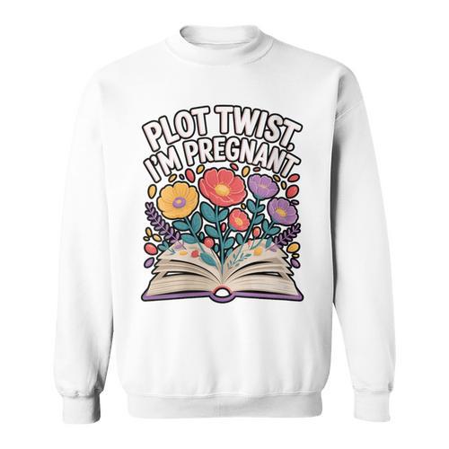 Plot Twist I’m Pregnant Book Lover Announcement Sweatshirt - Bookorys CA