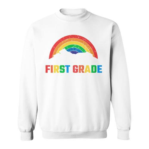 Rainbow Colors First Grade Squad Reading Book Graphic Sweatshirt - Bookorys DE