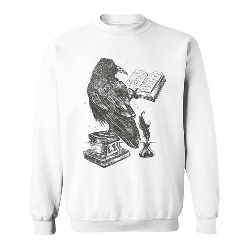 Raven Crow Reading a Magic Book Wizard Animal Bird Reader Sweatshirt - Bookorys DE