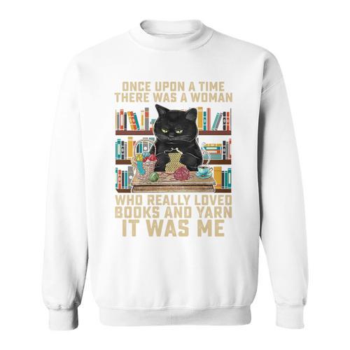 There Was A Woman Who Really Loved Books And Yarn Crocheting Sweatshirt - Bookorys