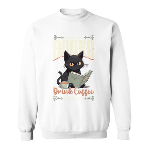 Read Banned Books Drink Coffee Fight Evil Cat Free Speech Sweatshirt - Bookorys AU