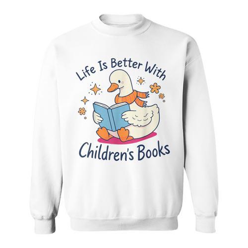 I Still Read Children’s Books Cute Duck Reading Book Lover Sweatshirt - Bookorys CA
