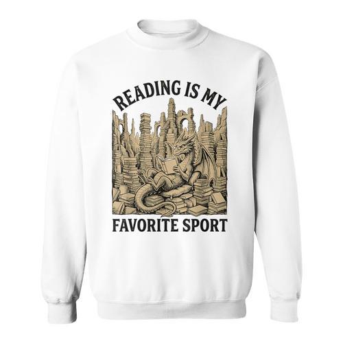 Reading Is My Favorite Sport Dragon Book Lover Bookworm Sweatshirt - Bookorys AU