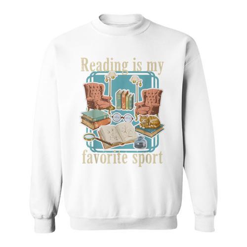 Reading Is My Favorite Sport Vintage Book Lover Cozy Reading Sweatshirt - Bookorys