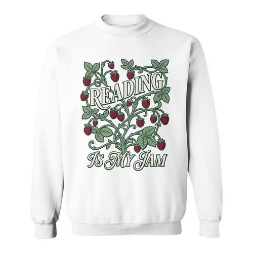 Reading Is My Jam Book Lover Botanical Strawberry Art Comfort Colors Crop Top Sweatshirt - Bookorys