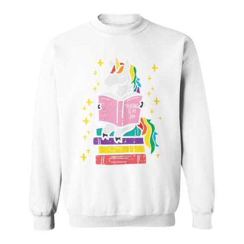 Reading Unicorn Cute Book Lover Bookworm Women Girls Sweatshirt - Bookorys DE