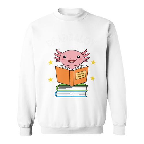 Readsalot Axolotl Reading Kids Book Lover Librarian Premium Tri-Blend Sweatshirt - Bookorys DE
