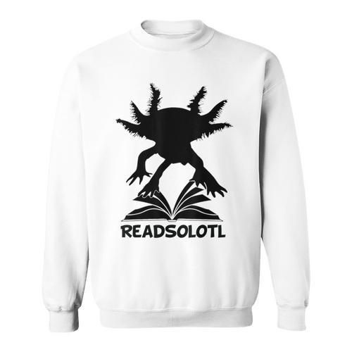 Readsolotl Axolotls Funny Kids Reading Fish Books Kawaii Sweatshirt - Bookorys DE