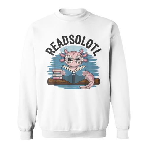 Readsolotl Book Lover Reading Axolotl Kids Reader Sweatshirt - Bookorys AU