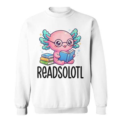 Readsolotl Cute Axolotl Reading Book Kawaii Pink Aesthetic Sweatshirt - Bookorys