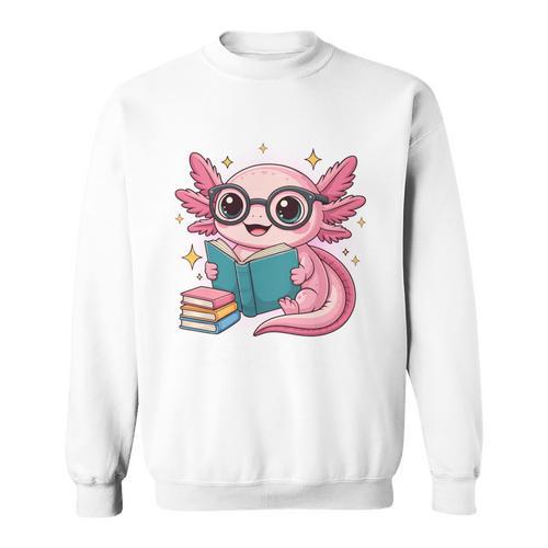 Readsolotl Kawaii Axolotl Reading Book Lover Sweatshirt - Bookorys DE