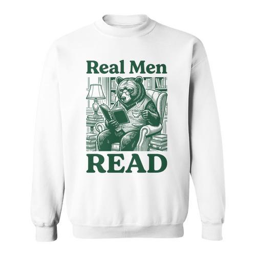 Real Men Read Cute Bear Tea Book Lover Men Boys Reading Premium Tri-Blend Sweatshirt - Bookorys