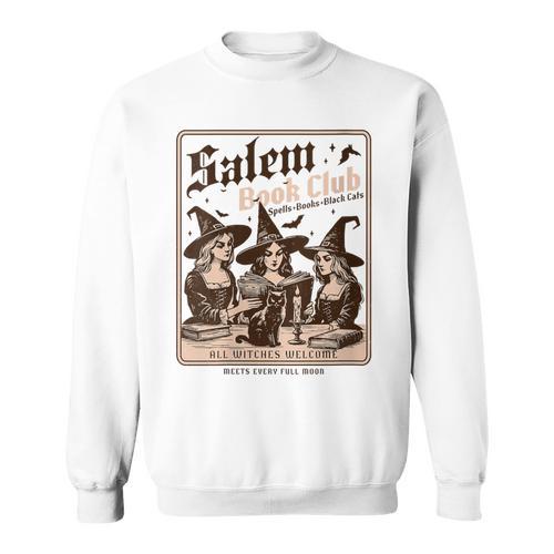 Salem Book Club Bookish Halloween Retro Salem Witch Book Sweatshirt - Bookorys AU