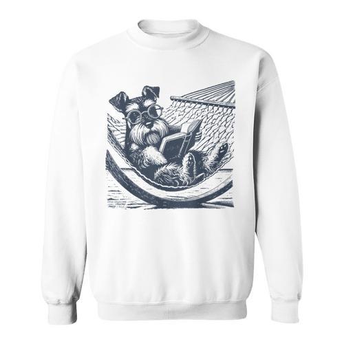Schnauzer Hammock Reading Book Schnauzer Glasses Sweatshirt - Bookorys UK
