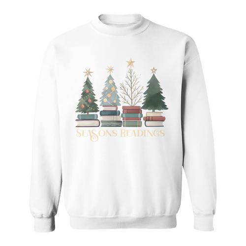 Seasons Readings Christmas Tree Book Lover Sweatshirt - Bookorys CA