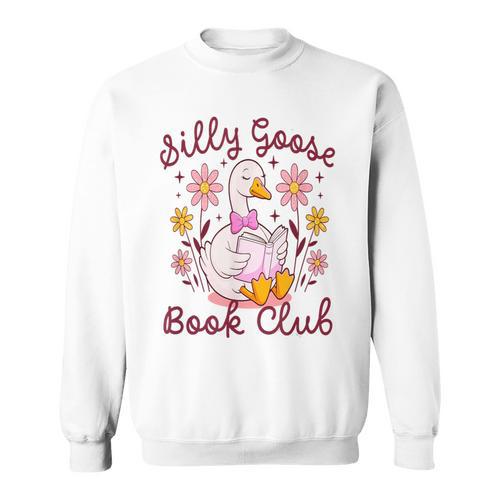 Silly Goose Book Club Reading Girl Sweatshirt - Bookorys AU