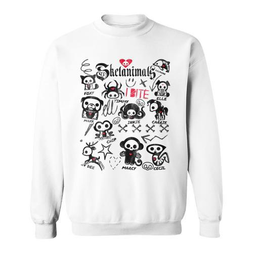 Skelanimals I Bite Vintage Retro Dead Pet Textbook Collage Comfort Colors Crop Top Sweatshirt - Bookorys