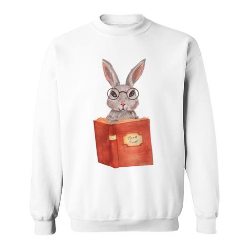 Studious Studying Bunny Book Lover Reading Geek Rabbit Sweatshirt - Bookorys DE