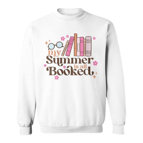 My Summer Is All Booked Retro Summer Book Lover Womens Girls Sweatshirt - Bookorys