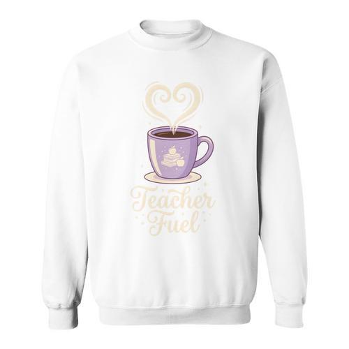 Teacher Fuel Coffee Cup Books Apples Educator Sweatshirt - Bookorys