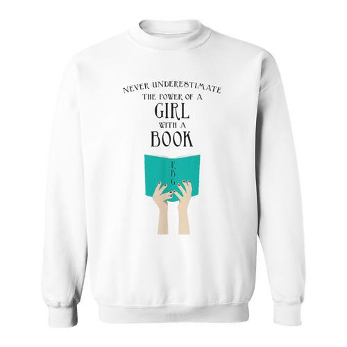 Never Underestimate The Power Of A Girl With A Book RBG Sweatshirt - Bookorys