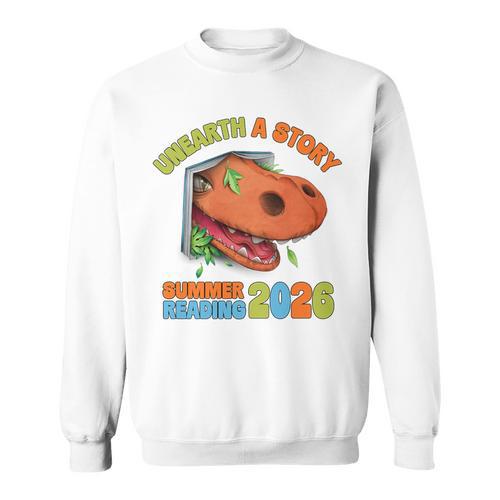 Unearth A Story Summer Reading 2026 Dinosaur Book Lover Dino Premium Tri-Blend Sweatshirt - Bookorys DE
