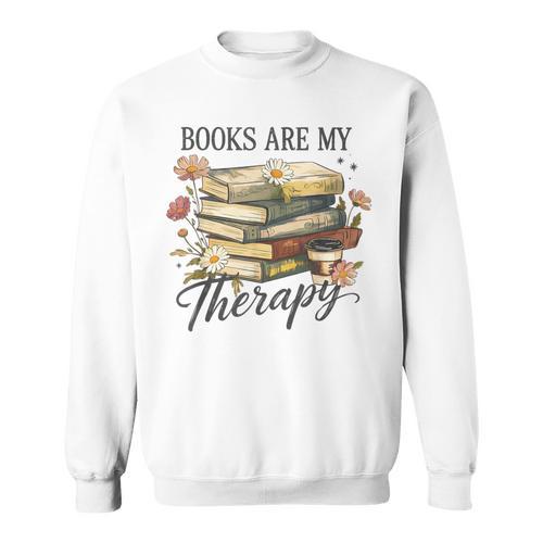 Vintage Floral Books Are My Therapy Book Lover Reading Sweatshirt - Bookorys