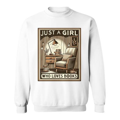 Vintage Just A Girl Who Loves Books Women Book Worm Reading Performance Sweatshirt - Bookorys DE