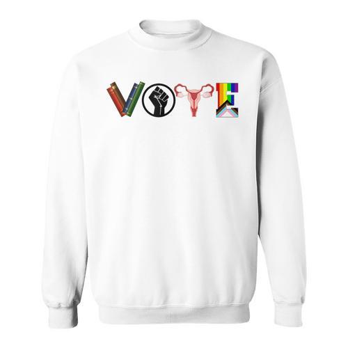 Vote Books Fist Ovaries LGBTQ Sweatshirt - Bookorys CA