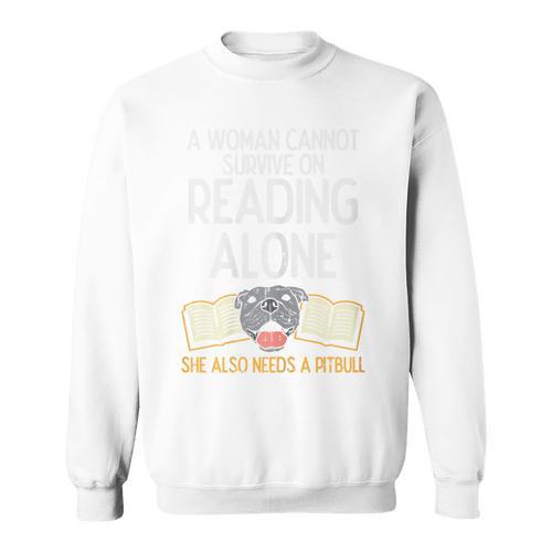 Woman Book Librarian Reading Pitbull Dog Owner Women Sweatshirt - Bookorys