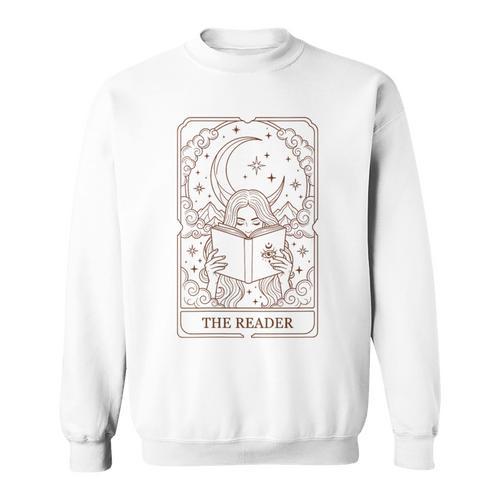 Women's Reading Squad Book Lover Bookish The Reader Tarot Card Sweatshirt - Bookorys