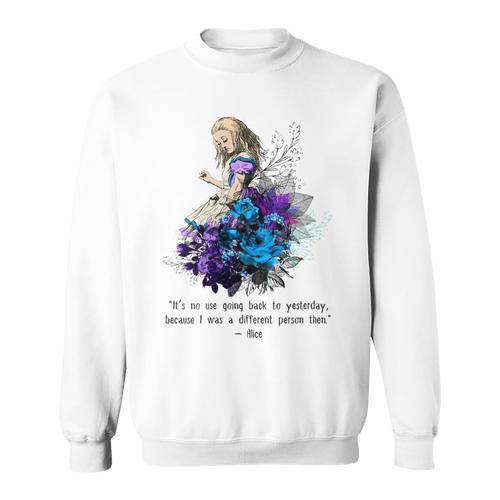 Women's Vintage Book Quote It’s No Use Going Back To Yesterday Sweatshirt - Bookorys