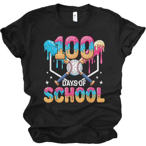 100 Days Of School Baseball Boys Ice Cream Drip 100th Day Unisex Jersey T-Shirt - Sportilla